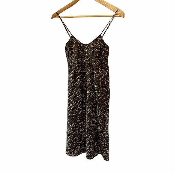 JOE FRESH Brown Polka Dot Midi Cotton Sundress S - Picture 1 of 9